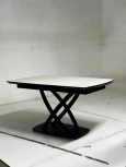 Стол FOGGIA 140 KL-99 Белый мрамор матовый, итальянская керамика/ черный каркас М-City