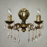 Бра Ambiente by Brizzi Leon 2128/2 PB Tear Drop (220V, хрусталь Asfour, подвески, подсвечник, свеча)