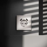 Розетка с заземлением, шторками и USBх2 (кашемир) Voltum S70 VLS040403