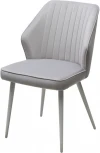 Стул M-City SEATTLE-V СВЕТЛО-СЕРЫЙ BM-4, велюр / белый каркас