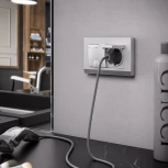 Розетка двойная влагозащ. с зазем. с защит. крышками и шторками (серебряный рифленый) Werkel W1172209 (a057288)