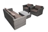 Лаунж-зона из искусственного ротанга, цвет графит 4SIS Капучино KS3C2T-4-SET graphite