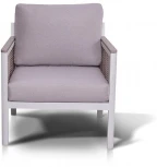 "Сан Ремо" кресло плетеное из роупа садовое, каркас алюминий белый, роуп бежевый, ткань бежевая 4SIS арт.УТ-00000521