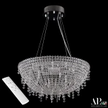 Подвесная люстра светодиодная с пультом APL LED Sicilia SH501.0.50.B.LED-DIM.Ni (220V, хрусталь, на тросе, круглые)
