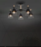 Потолочная люстра на штанге Seven Fires Olban SF3389/5C-BK-WD