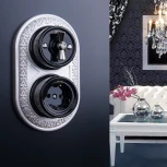 Выключатель на 4 положения двухклавишный (черный) Ретро Werkel W5620008 (a051452)