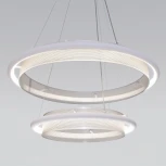 Подвесная люстра Wi-Fi Eurosvet Imperio 90241/2 белый/ серебро Smart (LED, 220V, управление смартфоном, голосовое управление, умный дом - Minimir Home, Алиса, Маруся, Салют, на тросе, кольцо)