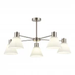 Потолочная люстра на штанге Evoluce Arki SLE1561-103-05 Никель/Белый E27 5*60W