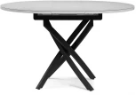 Стеклянный стол Woodville Лауриц d1000 раскладной белый / черный 504213