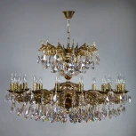 Подвесная большая люстра Ambiente by Brizzi Leon 2128/16 PB Tear Drop (220V, хрусталь Asfour, на цепи, подсвечник, свеча)