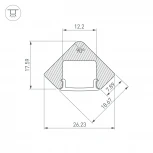 Профиль с экраном ALU-D45-2000 ANOD+FROST (Алюминий) 018252 Arlight