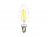 Лампочка светодиодная филаментная свеча прозрачная колба E14 6 Вт 4200K холодное свечение Ambrella Filament 202115