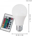 Лампочка светодиодная RGB E27 7,5W 220V 470 lm 3000K Eglo Lm_led_e27 10899