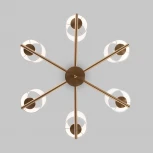 Подвесная люстра Wi-Fi Eurosvet Caprera 60146/6 латунь (220V, управление смартфоном, голосовое управление, умный дом - Minimir Home, Алиса, Маруся, Салют, на цепи)