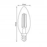 Лампа светодиодная, прозрачная, белый свет 4000K Uniel Яркая A++ LED-C35-4W/4000K/E14/CL GLY01TR