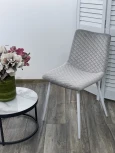 Обеденный стул M-City TINTIN BLUVEL-03 LIGHT GREY / белый каркас