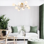 Потолочная люстра на штанге Escada Hope 1132/8P Gold 8x60Вт E27, металл/стекло, золото/серебро (220V)