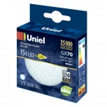 Лампочка светодиодная таблетка белая GX70 15W 4000K Uniel LED-GX70-15W/4000K/GX70/FR PLZ01WH