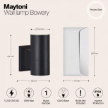 Настенный светильник уличный Maytoni Bowery O574WL-01B (220V, IP54)