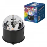 Светодиодный светильник-проектор, многоцветный. USB провод (в/к) Volpe ULI-Q312 3W/RGBYP BLACK