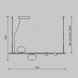 Подвесной светильник со спотами Maytoni Inversio MOD350PL-02BBS (220V, на тросе, шарики)