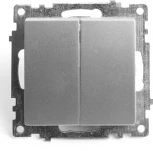 Выключатель двухклавишный (серебро) Stekker Катрин 39578