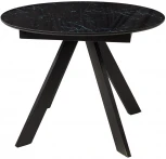 Стол БОНЖУР 100 ЧЕРНЫЙ МРАМОР, черная шагрень, стекло / ЧЕРНЫЙ каркас М-City