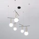 Подвесной светильник Wi-Fi Riche 70143/5 черный Eurosvet (220V, управление смартфоном, голосовое управление, умный дом - Minimir Home, Алиса, Маруся, Салют, на тросе, шарики)