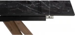 Стеклянный стол Woodville Морсби 140х80х76 черный мрамор / орех кантри 532398
