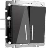 Выключатель двухклавишный с подсветкой (черный акрил) Werkel W1120148 (a064038)