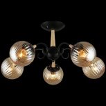 Потолочная люстра на штанге Reluce 04886-0.3-05 BK+WOOD (220V, шар)