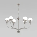 Подвесная люстра Wi-Fi Eurosvet Calyx 60169/6 никель (220V, управление смартфоном, голосовое управление, умный дом - Minimir Home, Алиса, Маруся, Салют, на цепи, шарики)