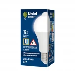 Лампочка светодиодная шар белая E27 12W 4000K Uniel LED-A60-12W/4000K/E27/PS+MS PLS10WH