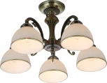 Потолочная люстра на штанге Escada Ballad 2134/5P Bronze 5x40Вт E27, металл/стекло/хрусталь, бронза, белый матовый плафон (220V)