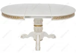 Обеденный стол из дерева Woodville Лорд молочный с золотой патиной 406089