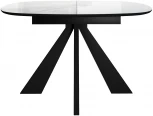 Стол DikLine SFK110 стекло белое мрамор глянец,подстолье черное,опоры черные (2 уп.)