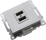 Розетка с USBх2 (серебро) Stekker Катрин 39588