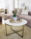 Журнальный стол La Forma (ex Julia Grup) Sheffield (Белый,Золотой/ Металл,Мрамор,Сталь)