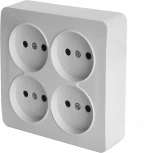 Розетка 4-х местная без заземления (белый) Stekker София 49309