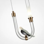 Подвесной светильник Odeon Light Lark 5431/2L золотой(под латунь)/белый градиент/беж./зеленый/ металл/стекло/керамика LED 2W 4000K (220V, на проводе, птички)