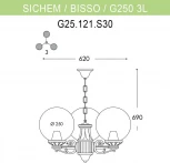 Уличный светильник подвесной Fumagalli GLOBE 250 G25.120.S30.VYF1R (220V, на цепи, шар, IP55)