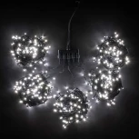 Комплект 5 Белых Нитей по 20м, 900 LED, Провод Черный Силикон, IP65