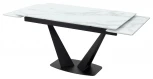 Стол Ниагара 140 БЕЛЫЙ МРАМОР, стекло / ЧЕРНЫЙ,