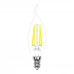 Лампочка светодиодная свеча на ветру прозрачная E14 5W 3000K Uniel LED-CW35-5W/WW/E14/CL/MB GLM10TR