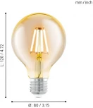 Лампочка светодиодная филаментная E27 4W 220V 220 lm 2200K белое теплое свечение Eglo Lm_led_e27 11556