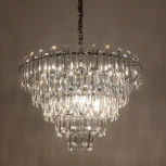 Подвесная люстра каскадная большая Rosie 3511/02 LM-16 Divinare (220V, хрусталь, на цепи)