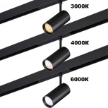 Трековый светильник трехфазный светодиодный Novotech Vector 359958 черный с переключ. цв. темпер. IP20 LED 3000К\4000К\6000К 18W 90-240V