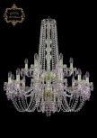 Подвесная большая люстра Art Classic 11.24 11.24.12+6.300.2d.h-92.Gd.V7010 (220V, хрусталь, на цепи, подсвечник, свеча)