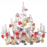 Большая люстра Fiori di rose 185.10.5 Lucia Tucci (220V, на цепи, подсвечник, свеча, цветы, ветки, розы)