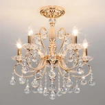 Подвесная люстра Eurosvet Collana 10096/5 золото/прозрачный хрусталь Strotskis